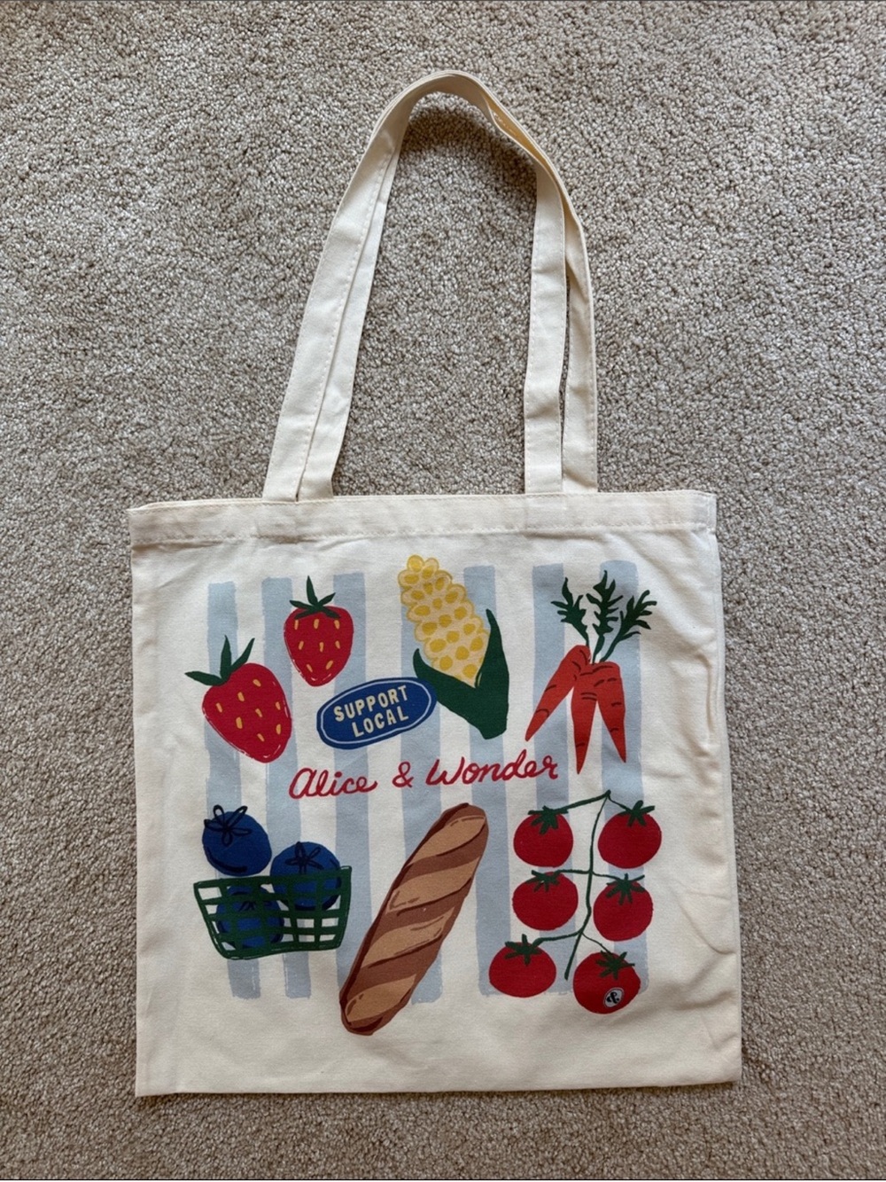 NEW Alice & Wonder Chicago Farmer's Market Foods Tote Bag